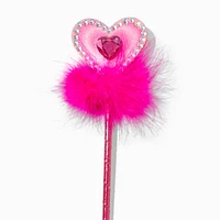 Pink Heart Marabou Feather Wand