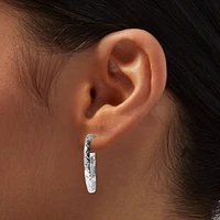 Silver-tone Textured Hoop & Studs Earrings Set