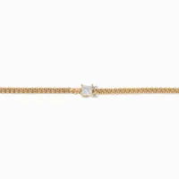 C LUXE by Claire's 18k Yellow Gold Plated Cubic Zirconia Curb Chain Bracelet