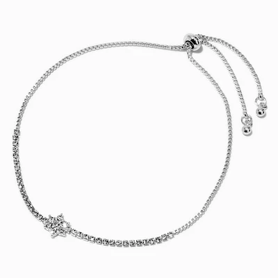 Silver-tone Rhinestone Star Adjustable Bracelet