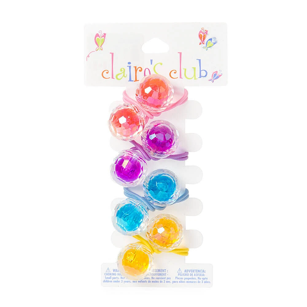 Claire's Club Rainbow Disco Ball Hair Ties - 4 Pack