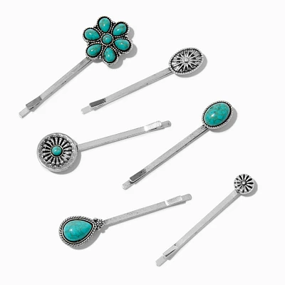 Cowgirl Turquoise Western Bobby Pins - 6 Pack