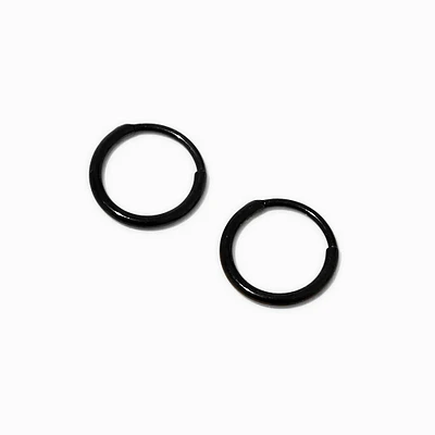 C LUXE by Claire's Black-tone Titanium 8MM Clicker Hoop Earrings