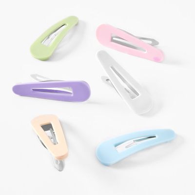 Pastel Solid Snap Hair Clips - 6 Pack
