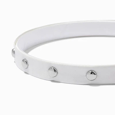 Studded White Faux Leather Headband