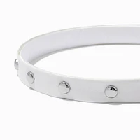 Studded White Faux Leather Headband