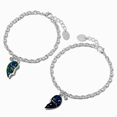 Best Friends Celestial Mood Split Heart Charm Bracelets - 2 Pack