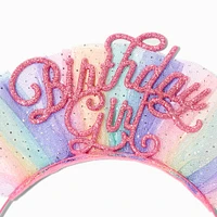 Rainbow Birthday Girl Tulle Headband