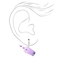 Purple 0.5" Bubble Tea Clip On Drop Earrings