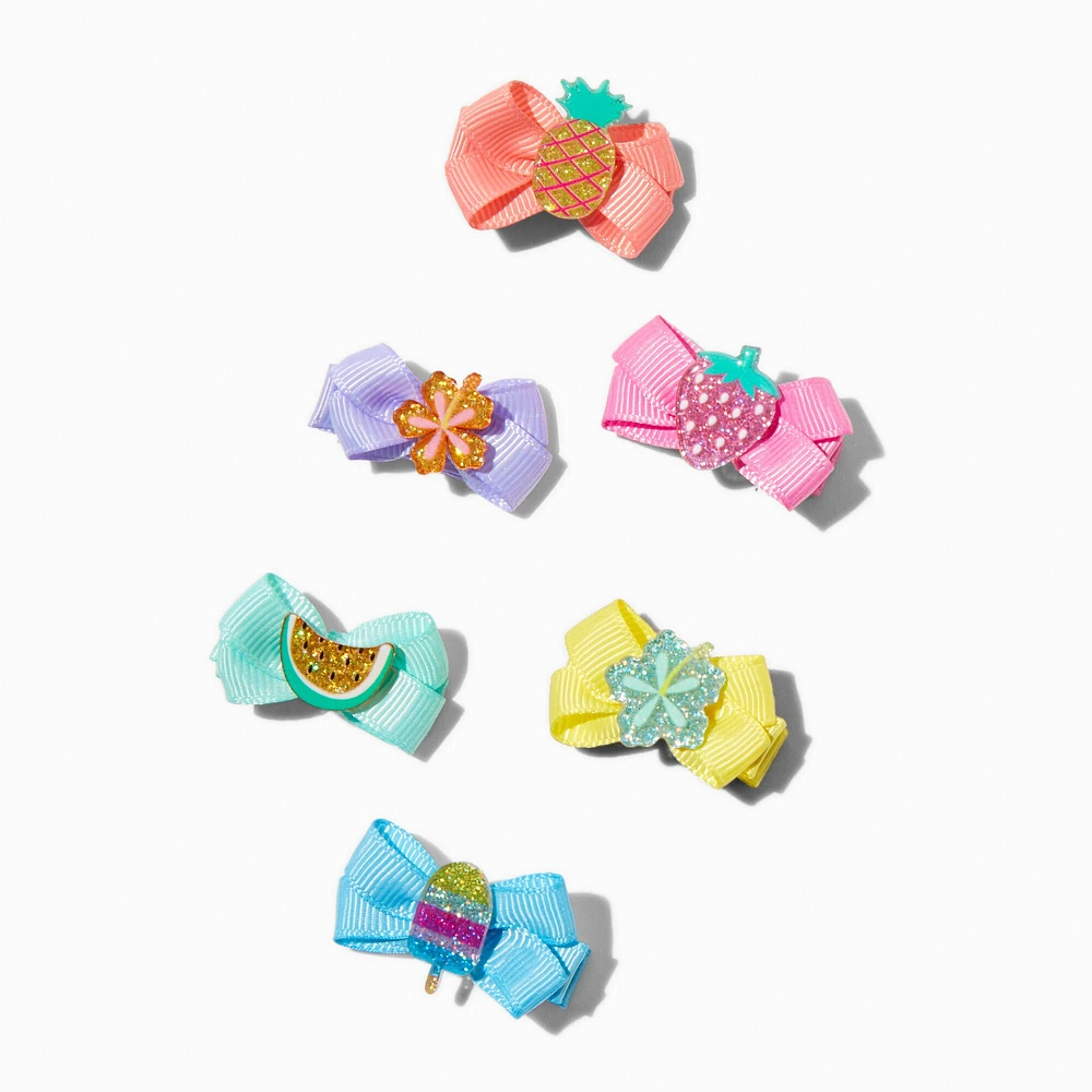 Claire's Club Summer Fruit Bow Hair Clips - 6 Pack