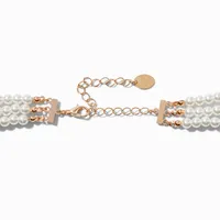 Gold-tone Pearl Multi-Strand Choker Necklace