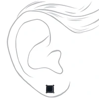 Hematite Black 5mm Cubic Zirconia Square Stud Earrings