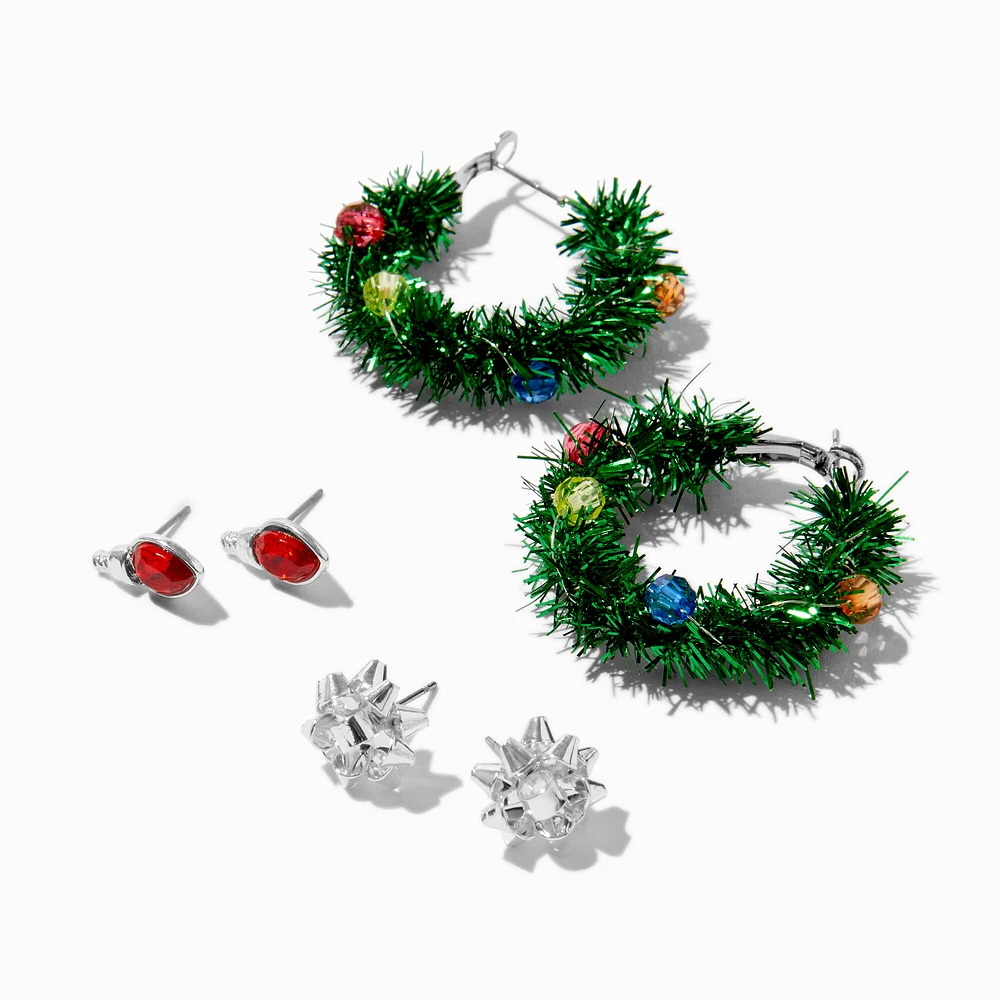 Christmas Wreath Earring Stackables Set - 3 Pack