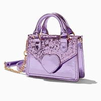 Claire's Club Purple Glitter Crossbody Tote Bag