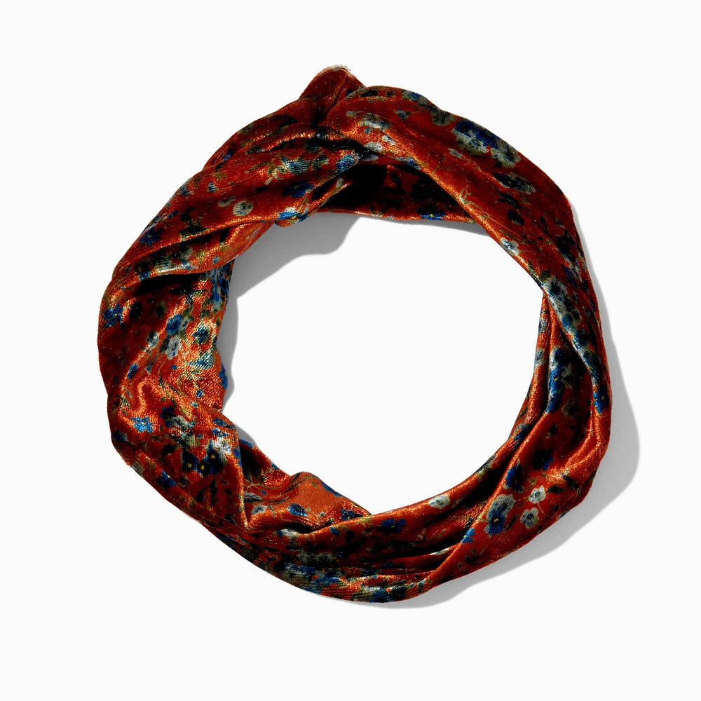 Rust Velvet Floral Headwrap