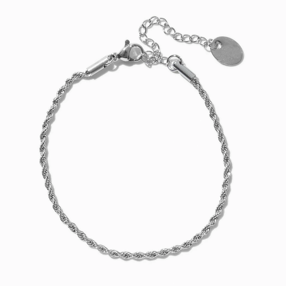 Silver-tone Stainless Steel Twisted Chain Bracelet