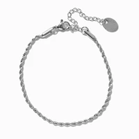 Silver-tone Stainless Steel Twisted Chain Bracelet