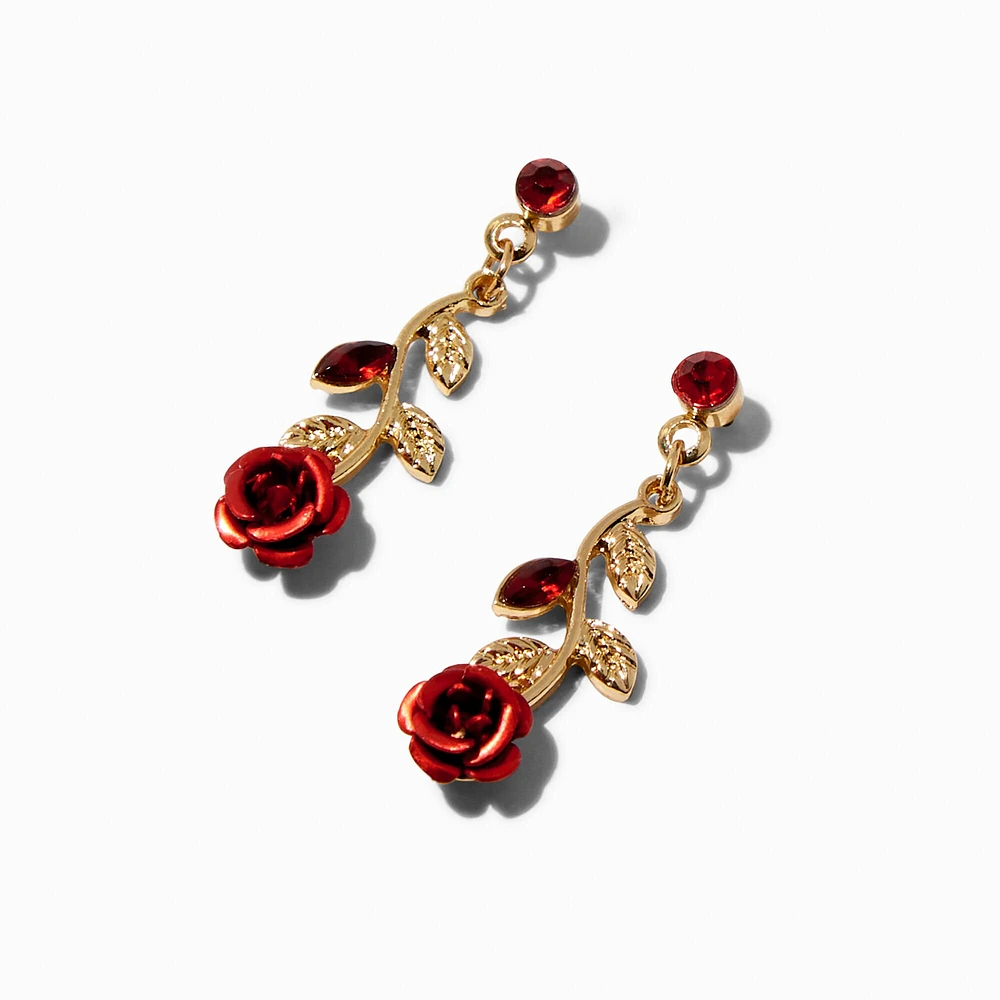 Long-Stemmed Red Rose 1" Drop Earrings