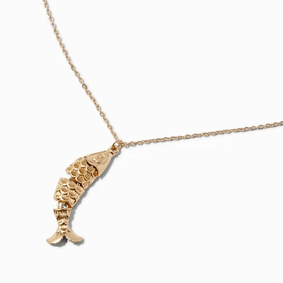 Gold-tone Articulated Fish Pendant Necklace