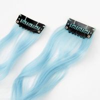 Two Tone Curly Faux Hair Clip In Extensions - Baby Blue, 2 Pack