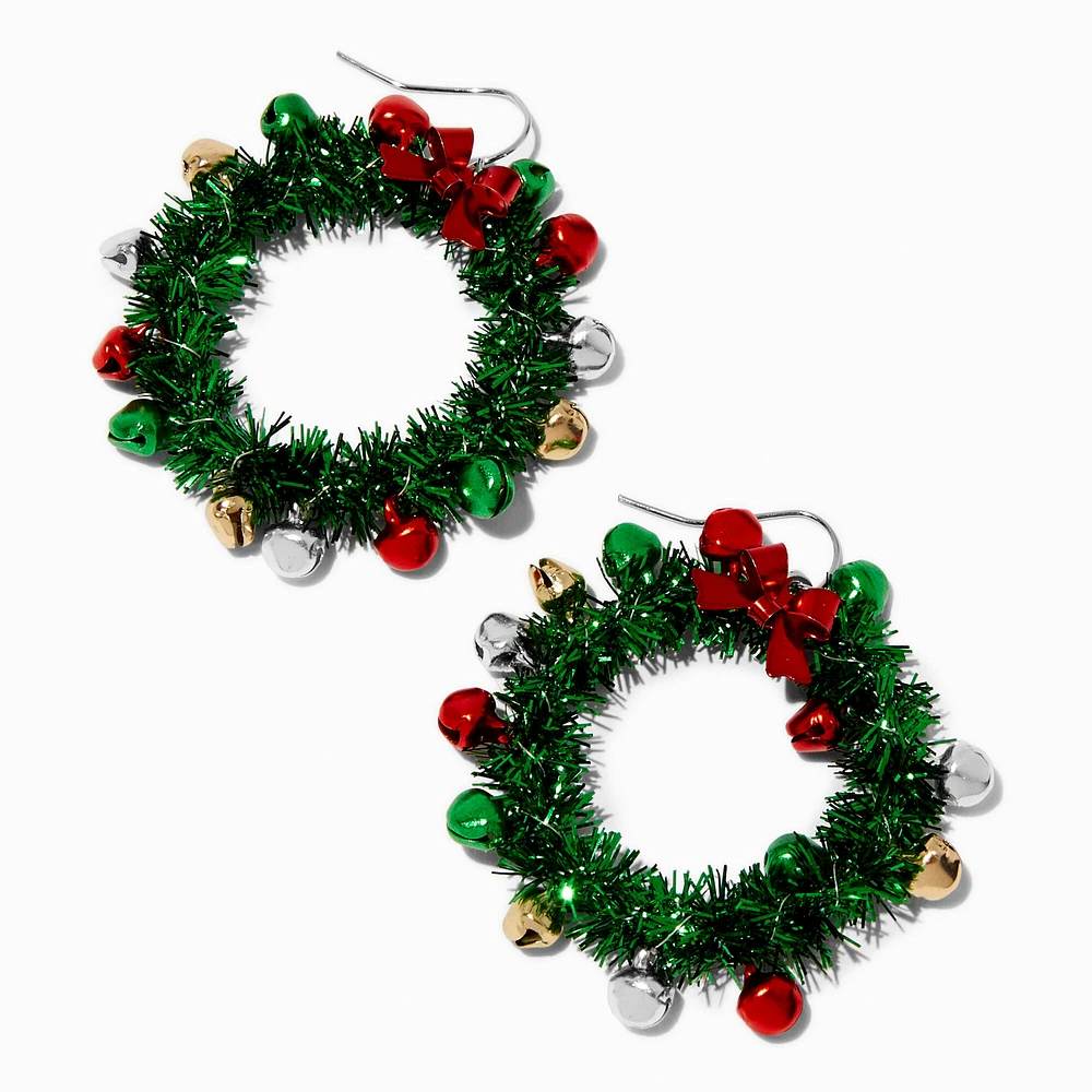 Tinsel Wreath Hoop Earrings