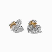 Claire's x Sliving by Paris Hilton Heart & Bows Stud Earrings