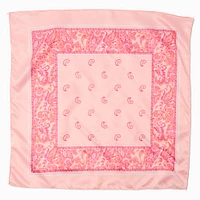 Pink Paisley Silky Bandana Headwrap