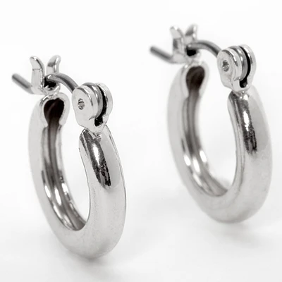 Silver 10MM Tube Hoop Earrings