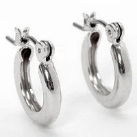 Silver-tone 10mm Tube Hoop Earrings