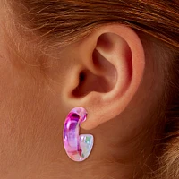 Pink Holographic Hoop Earrings