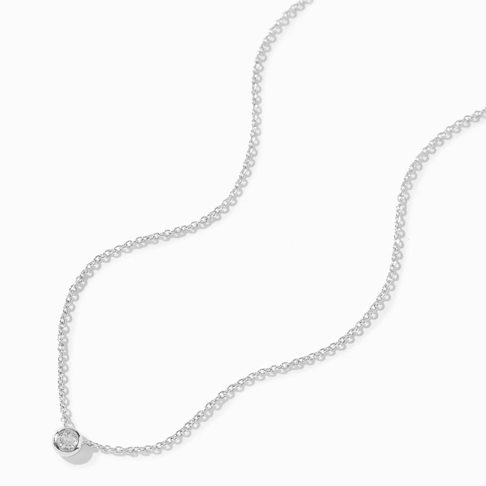 C LUXE by Claire's Sterling Silver 1/10 ct. tw. Lab Grown Diamond Bezel Stone Pendant Necklace