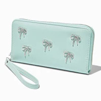 Crystal Bow Mint Green Wristlet Wallet