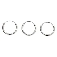 Sterling Silver 22G Cartilage Snap Hoop Earrings - 3 Pack
