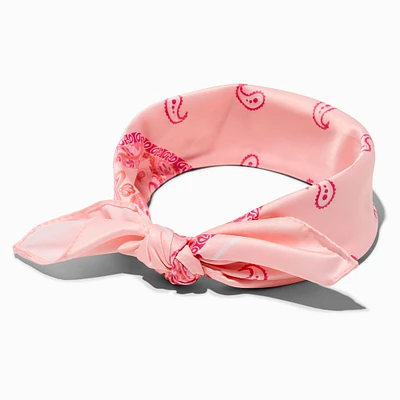 Pink Paisley Silky Bandana Headwrap