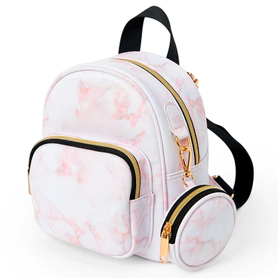 Pink & White Marbled Backpack