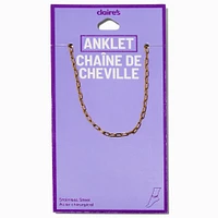 Gold-tone Stainless Steel Paperclip Chain Anklet