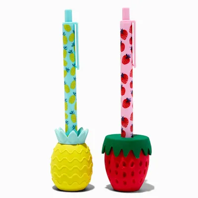 Pineapple & Strawberry Pens & Holders Set - 2 Pack