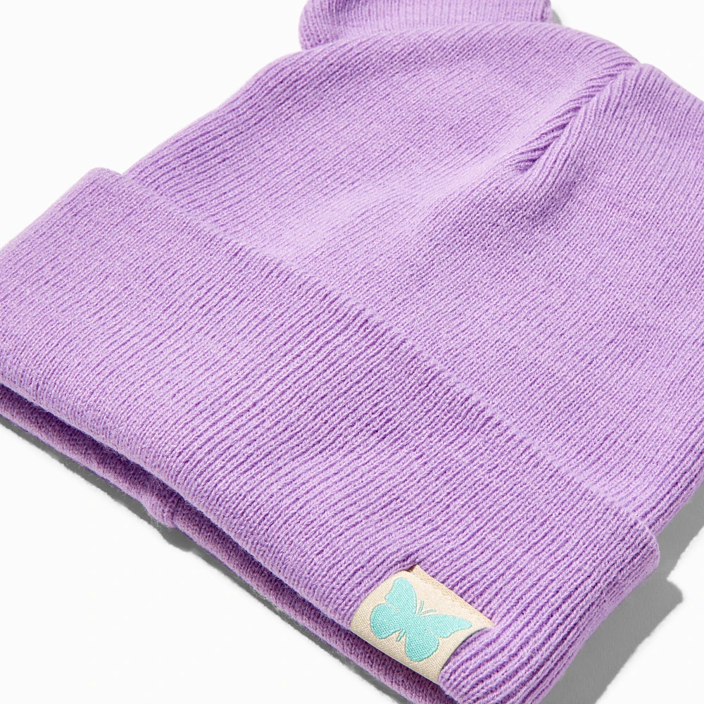 Claire's Club Purple Bear Beanie Hat