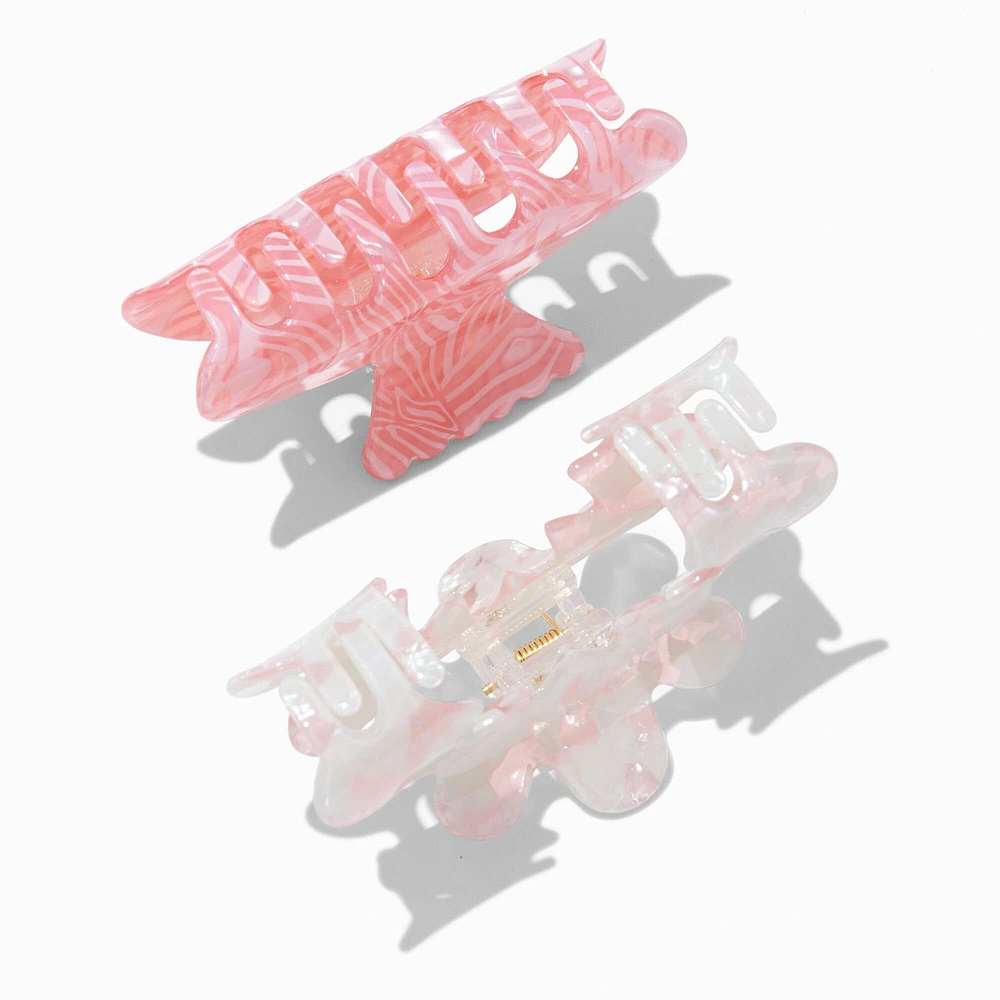 Pink Wavy Mixed Hair Claws - 2 Pack