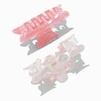 Pink Wavy Mixed Hair Claws - 2 Pack