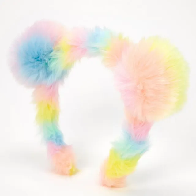 Lux Accessories Rainbow Tie Dye Faux Fur Pom Pom Enamel Unicorn