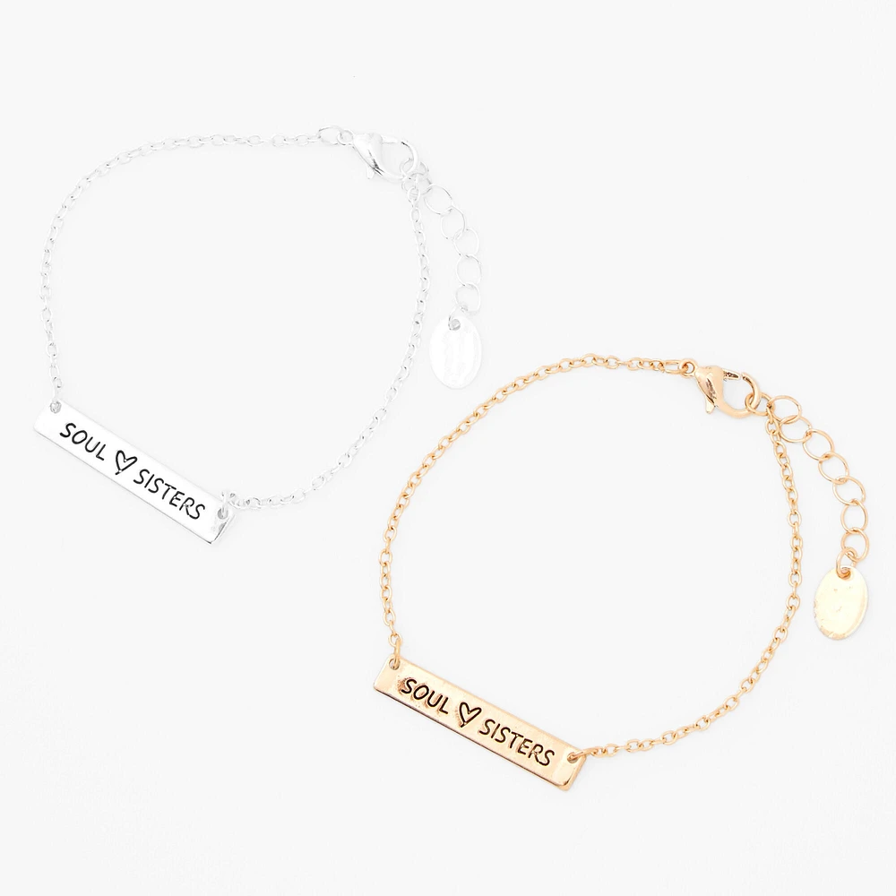 Mixed Metal Best Friends Soul Sisters Bracelets - 2 Pack