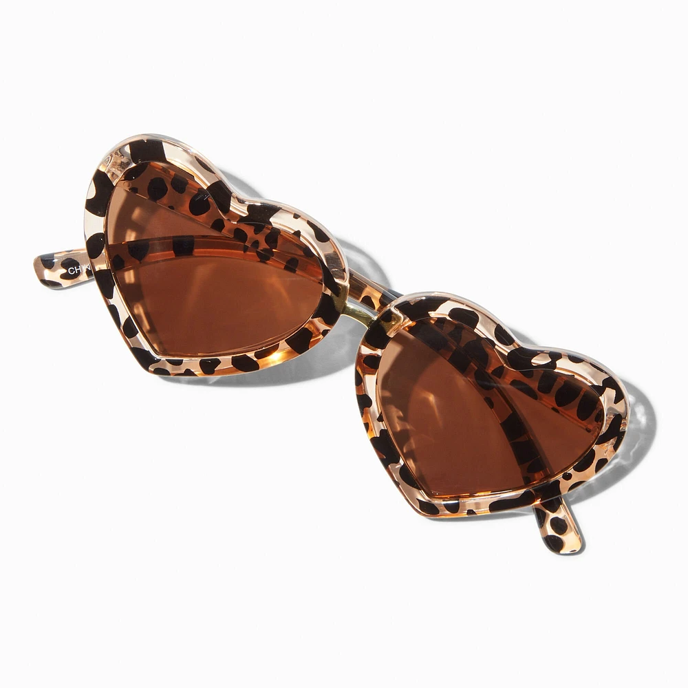 Claire's Club Heart-Shaped Cheetah Sunglasses