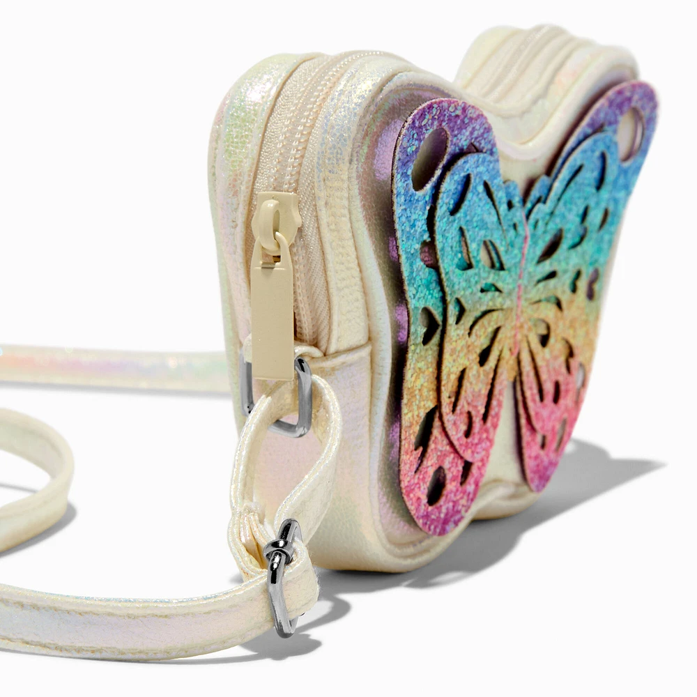 Claire's Club Rainbow Glitter Butterfly Crossbody Bag