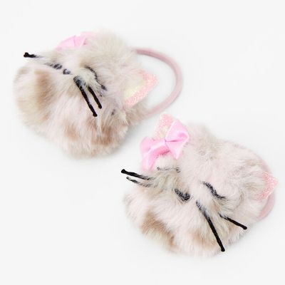 Claire's Club Cat Pom Hair Ties - Pink, 2 Pack