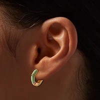 Mint Enamel Huggie Hoop Earrings