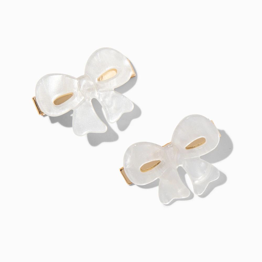 Cream Acrylic Hair Bow Clips - 2 Pack