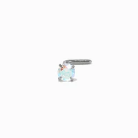 20G Silver-tone Titanium Colored Cubic Zirconia Nose Studs - 6 Pack