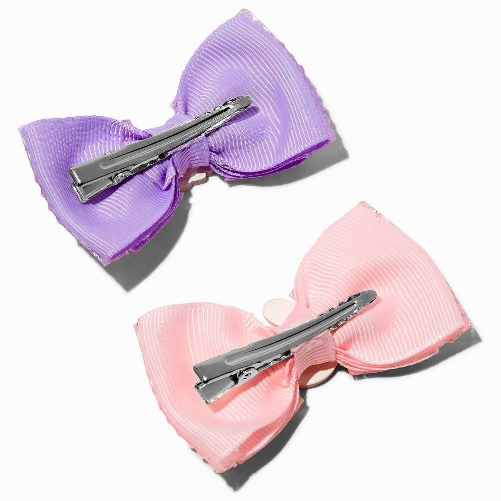 Sequin Easter Pastel Hair Bow Clips - 2 Pack