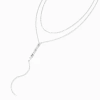 Silver Crystal Y-Neck Multi-Strand Necklace